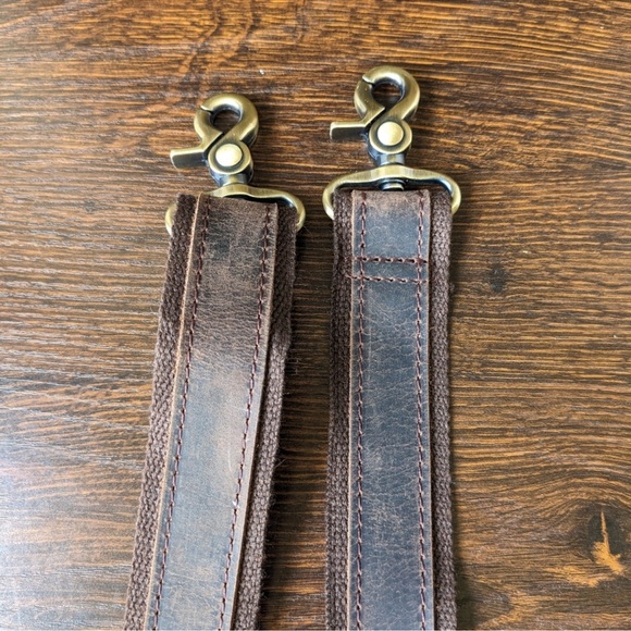 Dark Brown Leather Canvas Replacement Crossbody Messenger Adjustable Strap - Picture 11 of 11